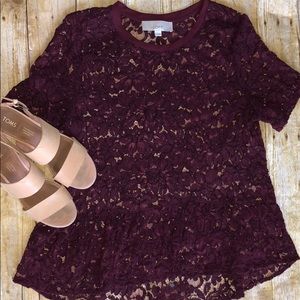 Lace peplum loft blouse